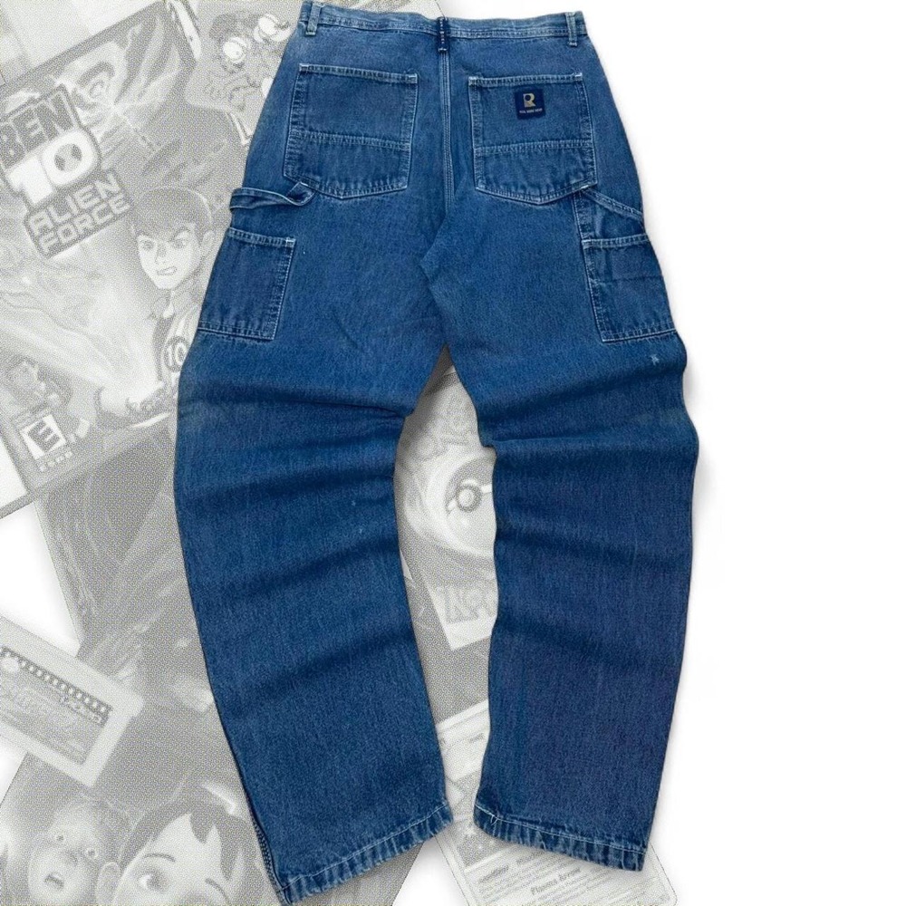 Vintage 90’s Light Blue Wash Real Work Wear Utility Carpenter Jeans Distressing